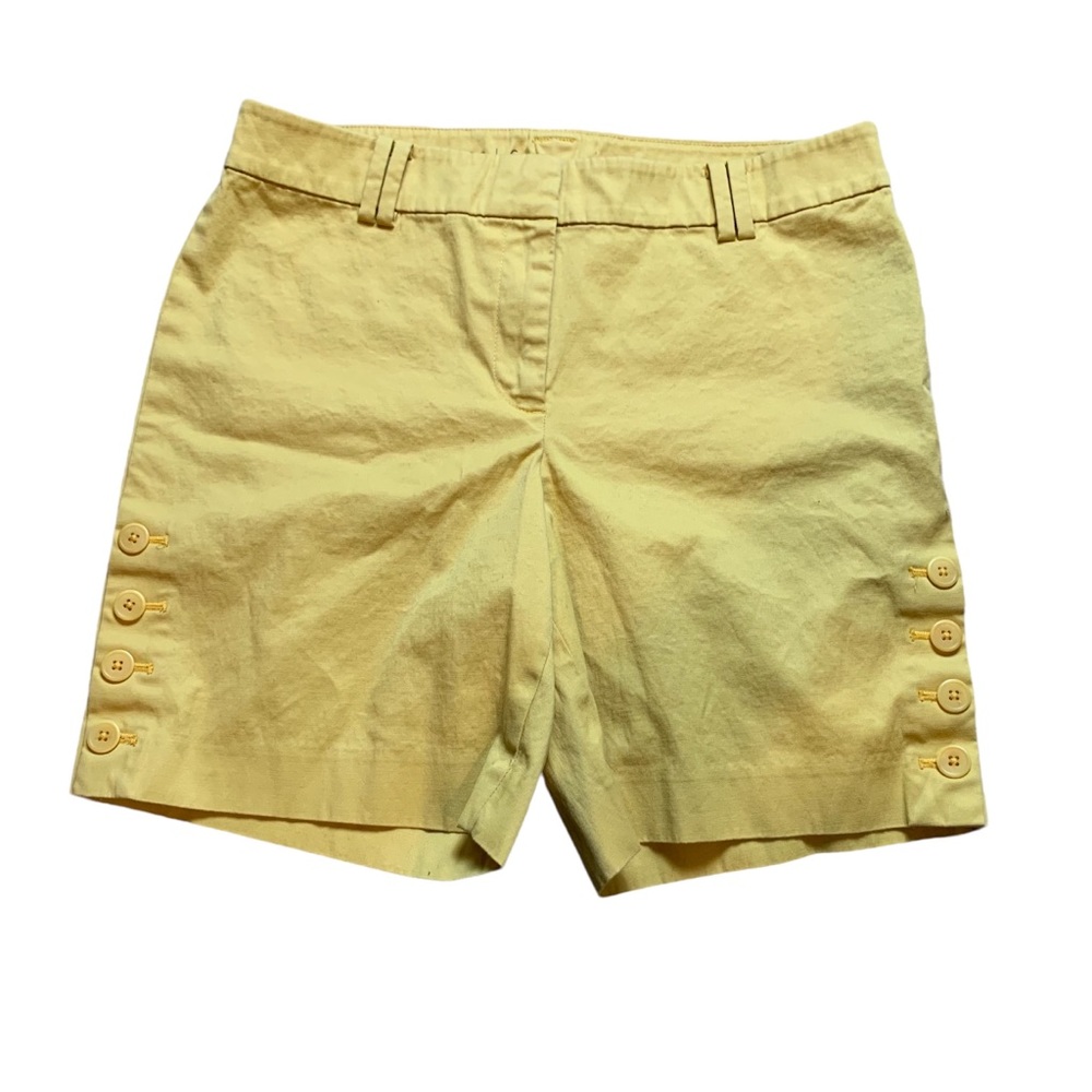 TALBOTS Lighter Mustard Yellow Side Button Shorts 6